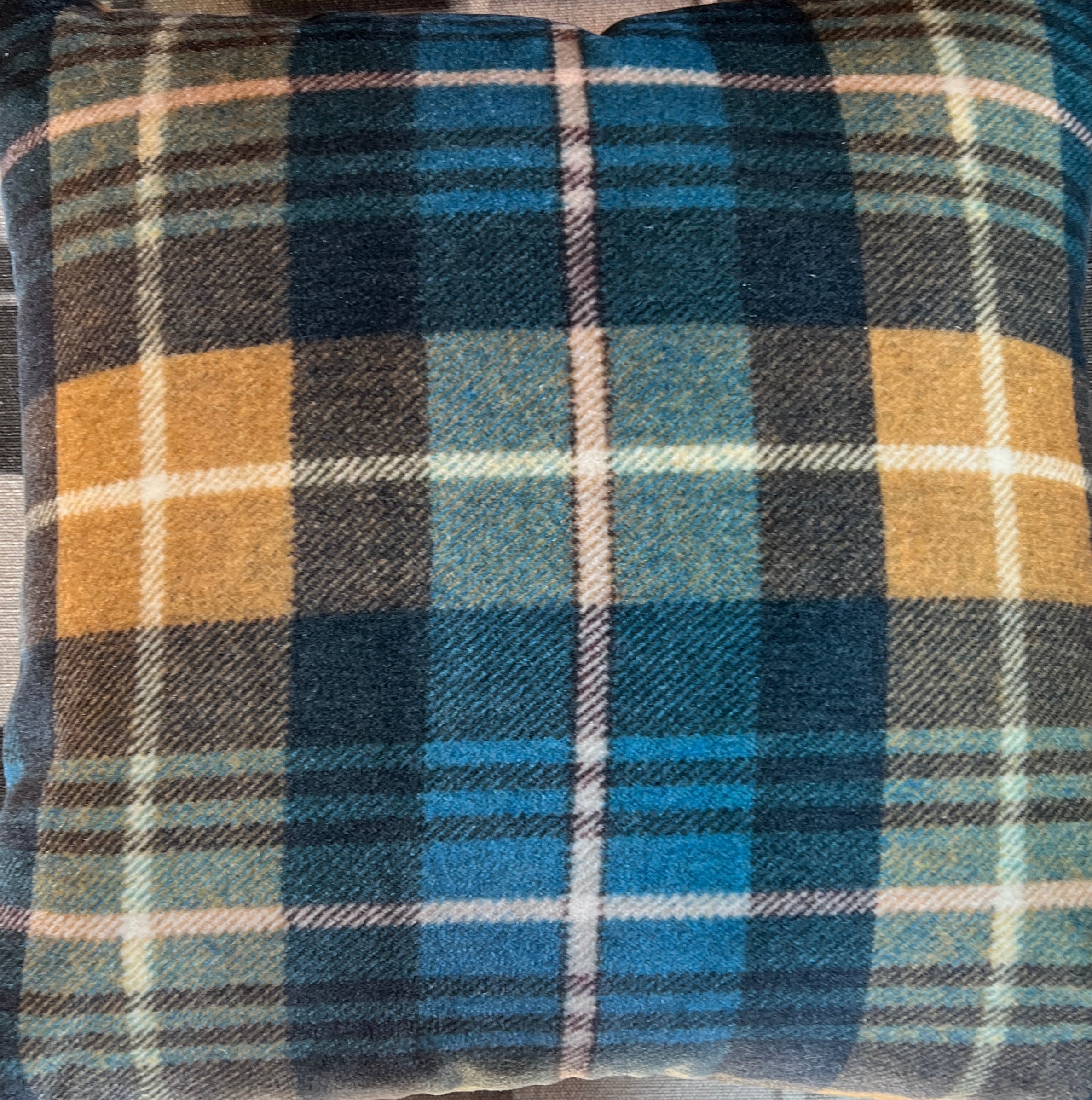 Pierre Frey Printed Mohair Plaid Pillow 24 x 24"