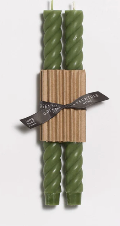 Rope Taper Candles 10" Sage