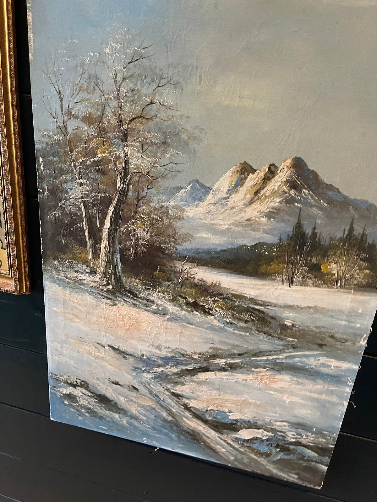 Antique Mountain Scene Painting