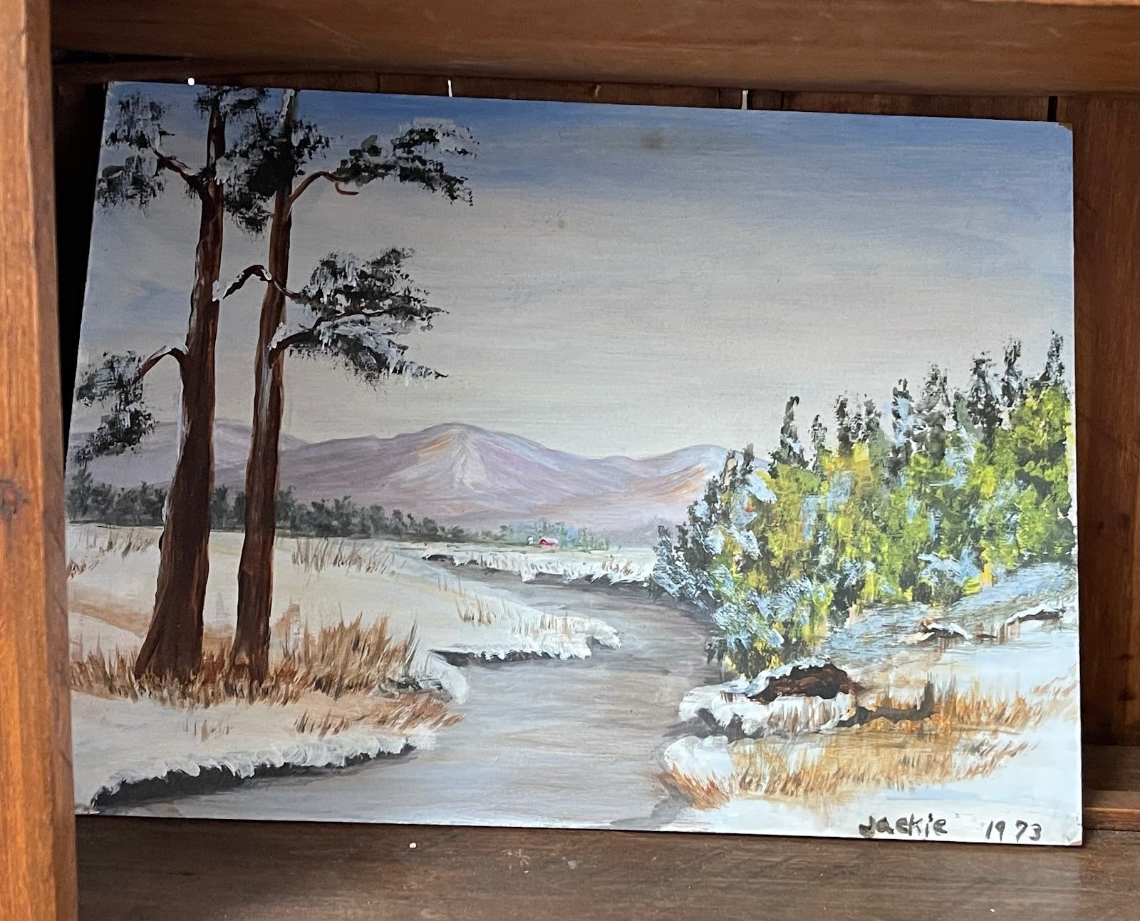 Unframed Winter River Scene 5x7