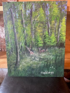 Deer in The Pines Painting