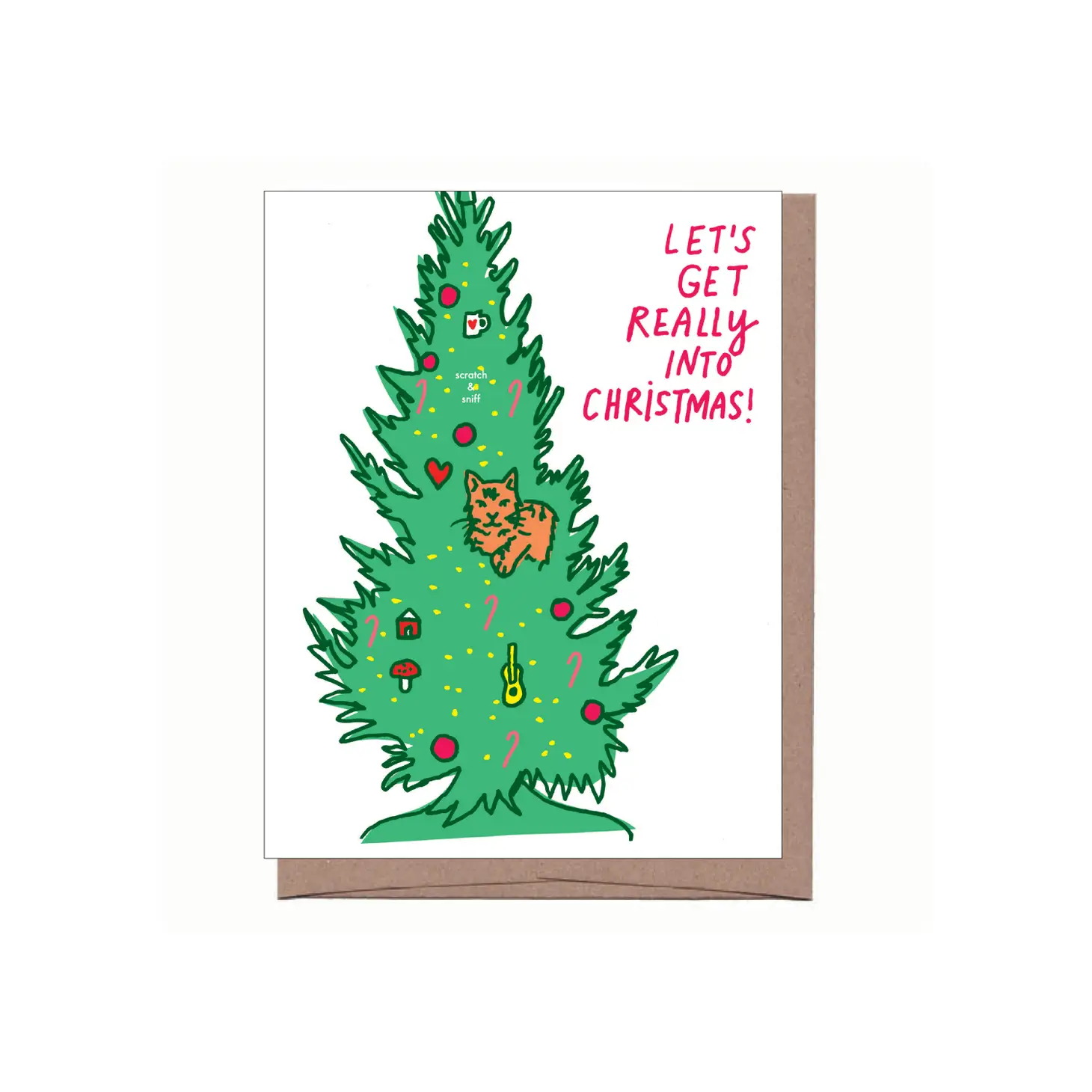 Scratch & Sniff Cat Tree Holiday Card