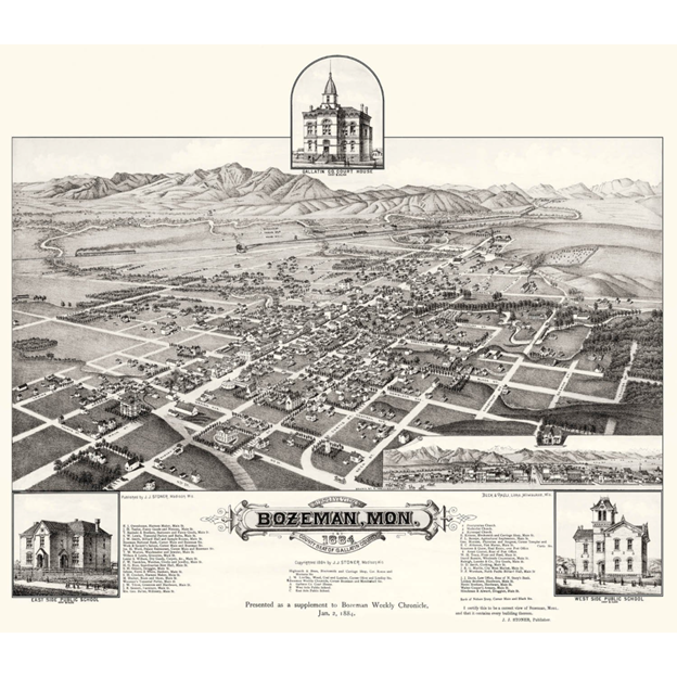 1883-84 Birdseye Bozeman Print