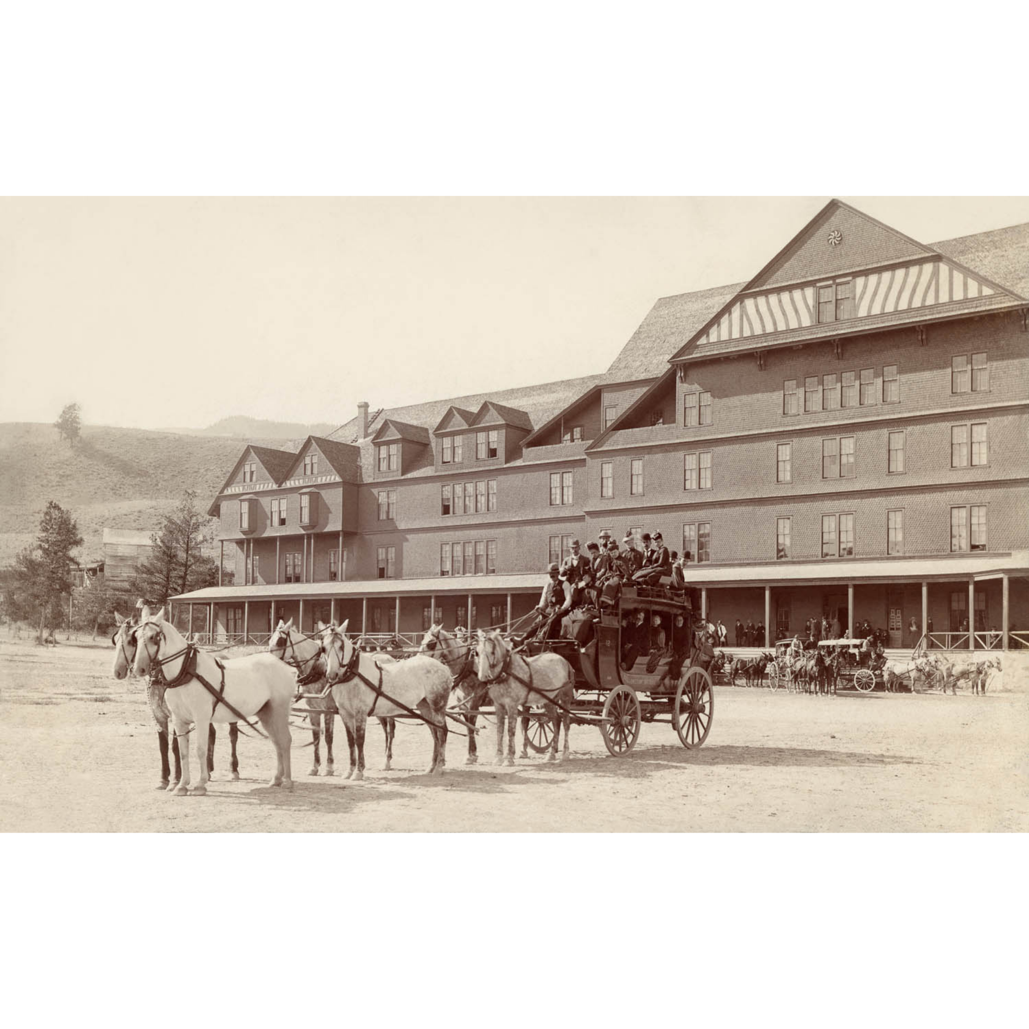 Mammoth Hot Springs Hotel and Coaches - ca. 1890 Albumen Photo