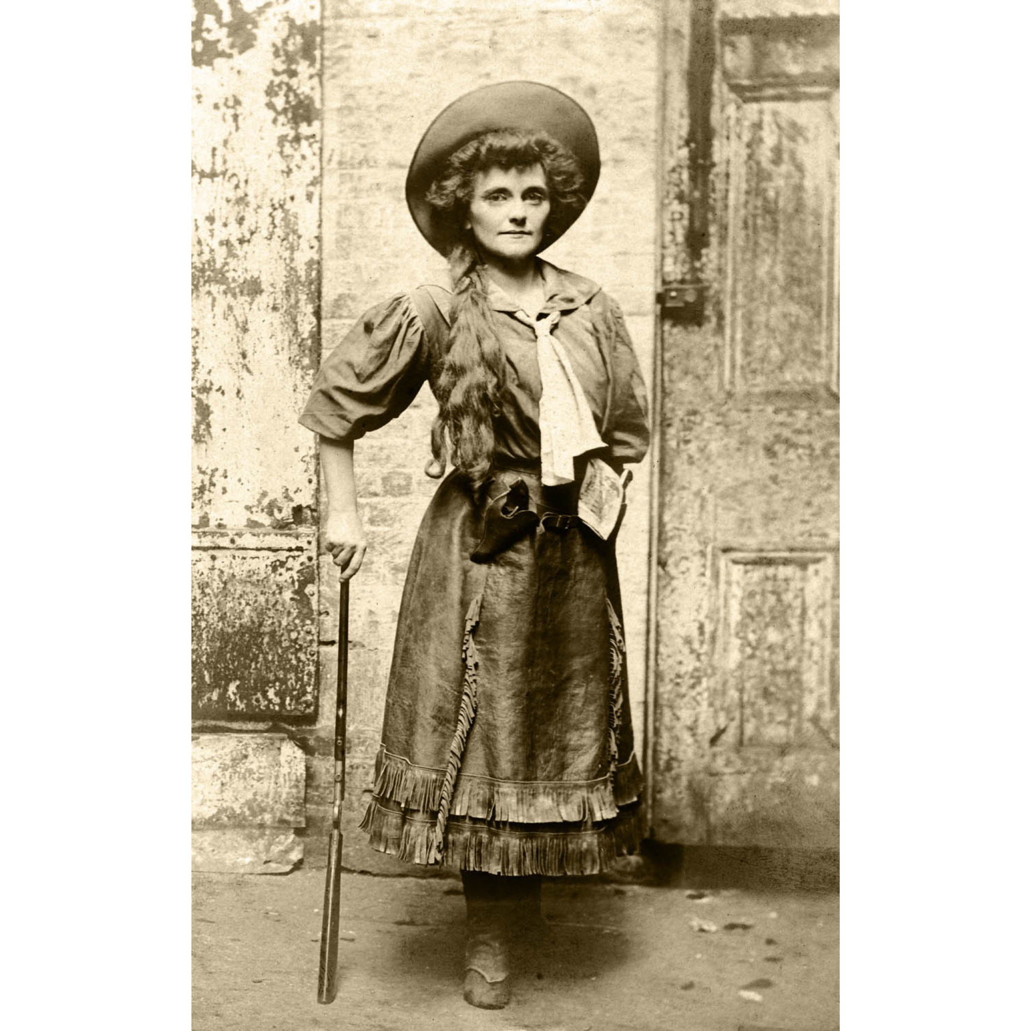 Cowgirl Standing Holding Rifle - ca. 1915 Photograph
