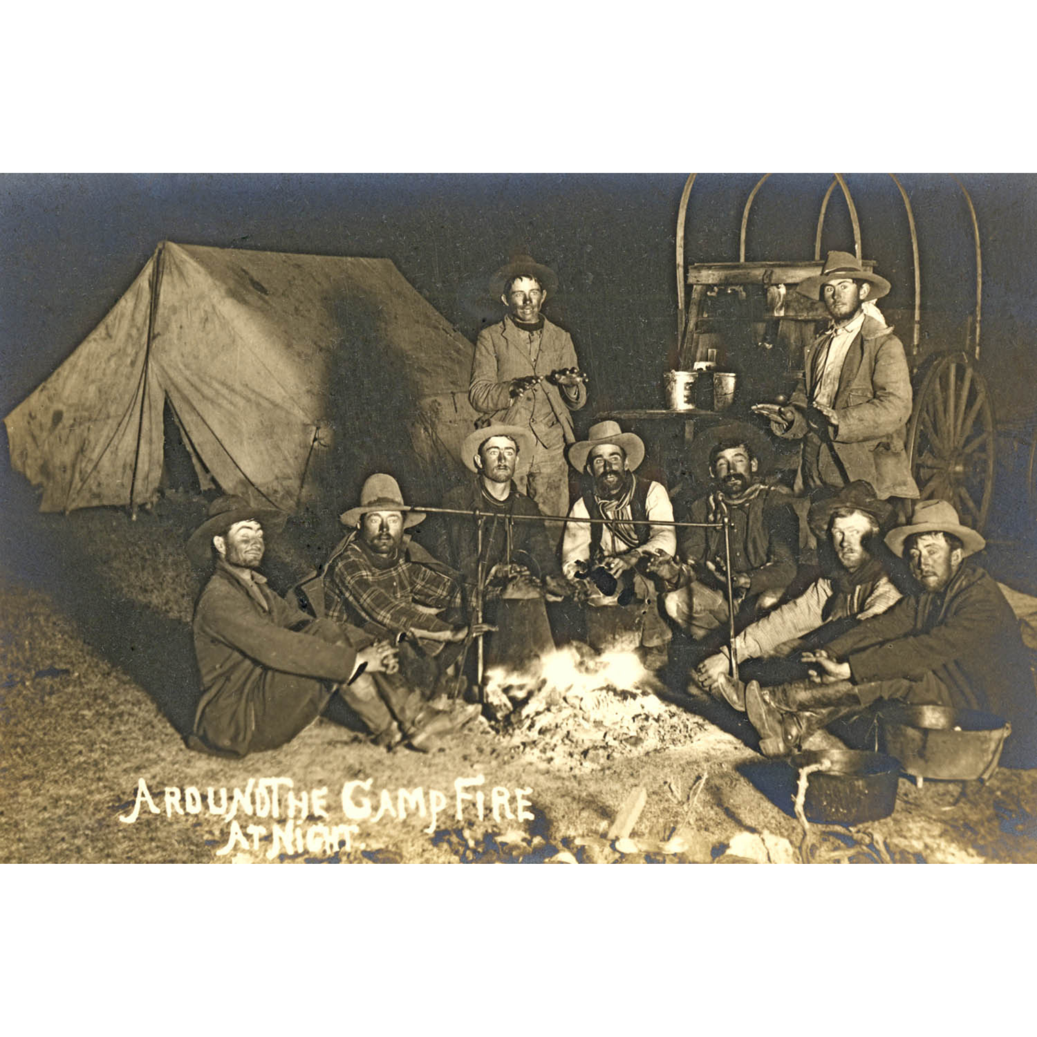 Cowboys Around the Campfire - ca. 1916 Photograph