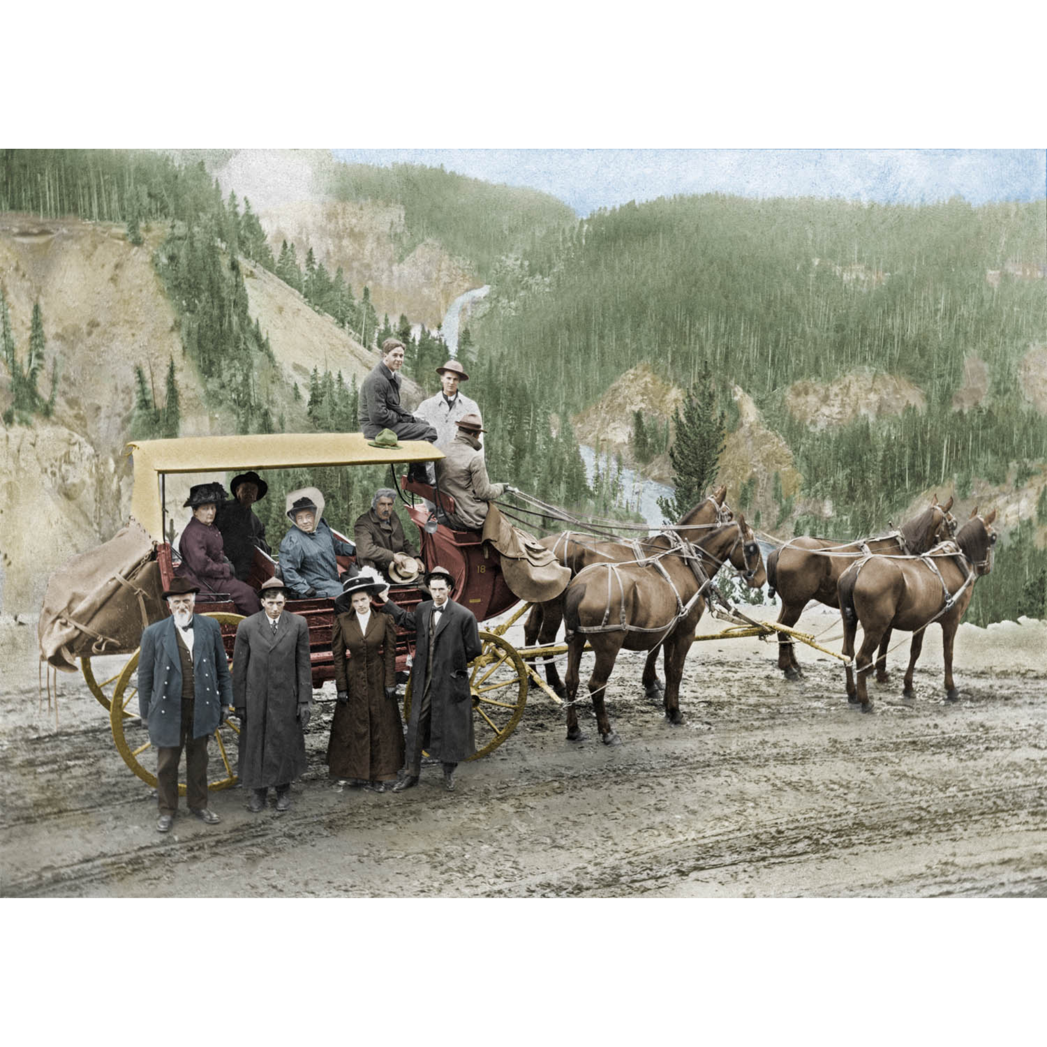 Coaching Party at Upper Falls - ca. 1905 Tinted Photo