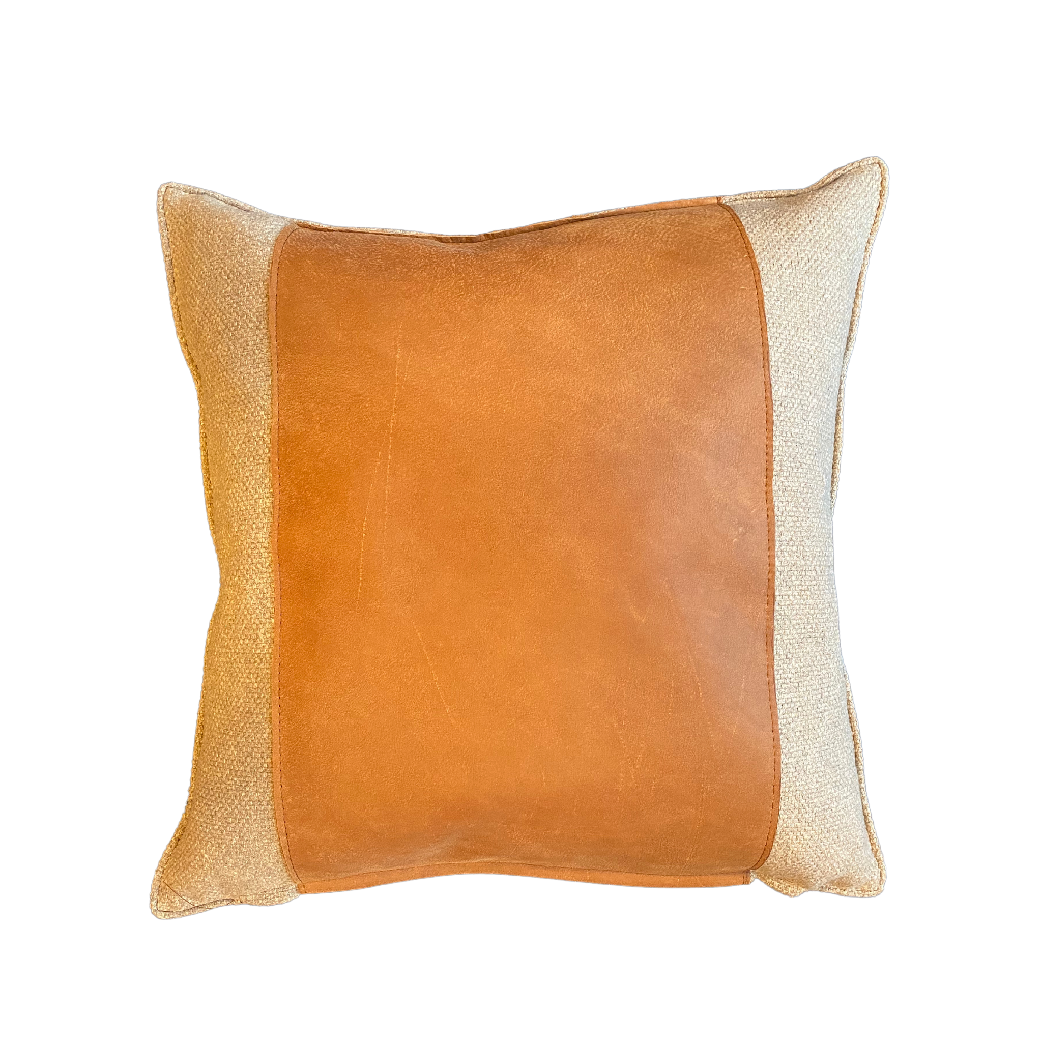 Leather Linen Block Pillow