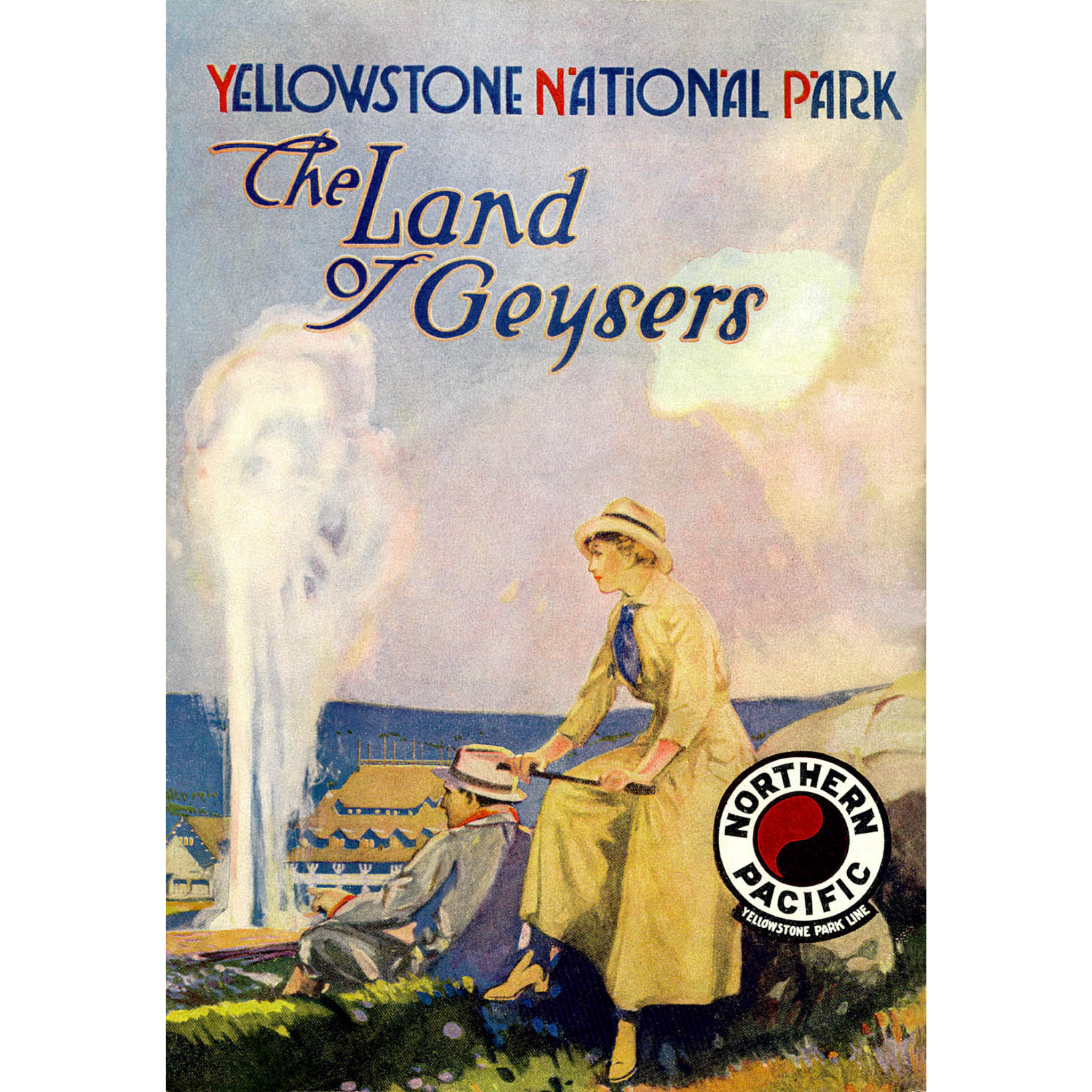 Yellowstone National Park: The Land of Geysers (NPRR) - ca. 1916 Lithograph