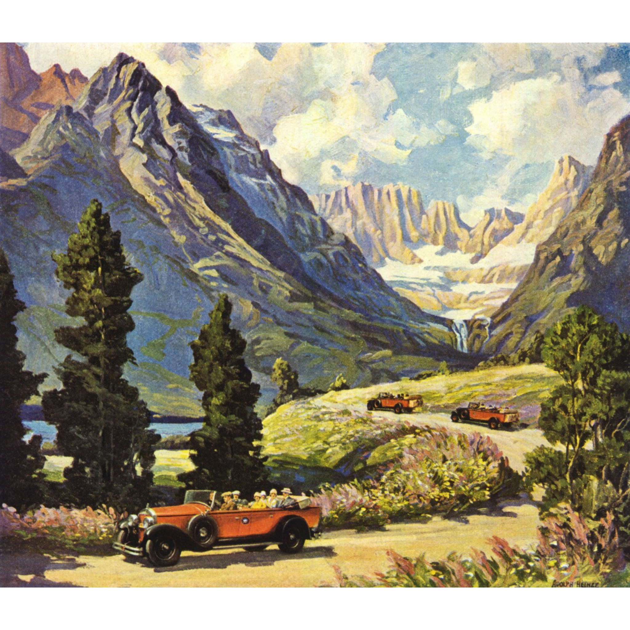 Glacier National Park: Going to the Sun Highway - ca. 1935 Lithograph