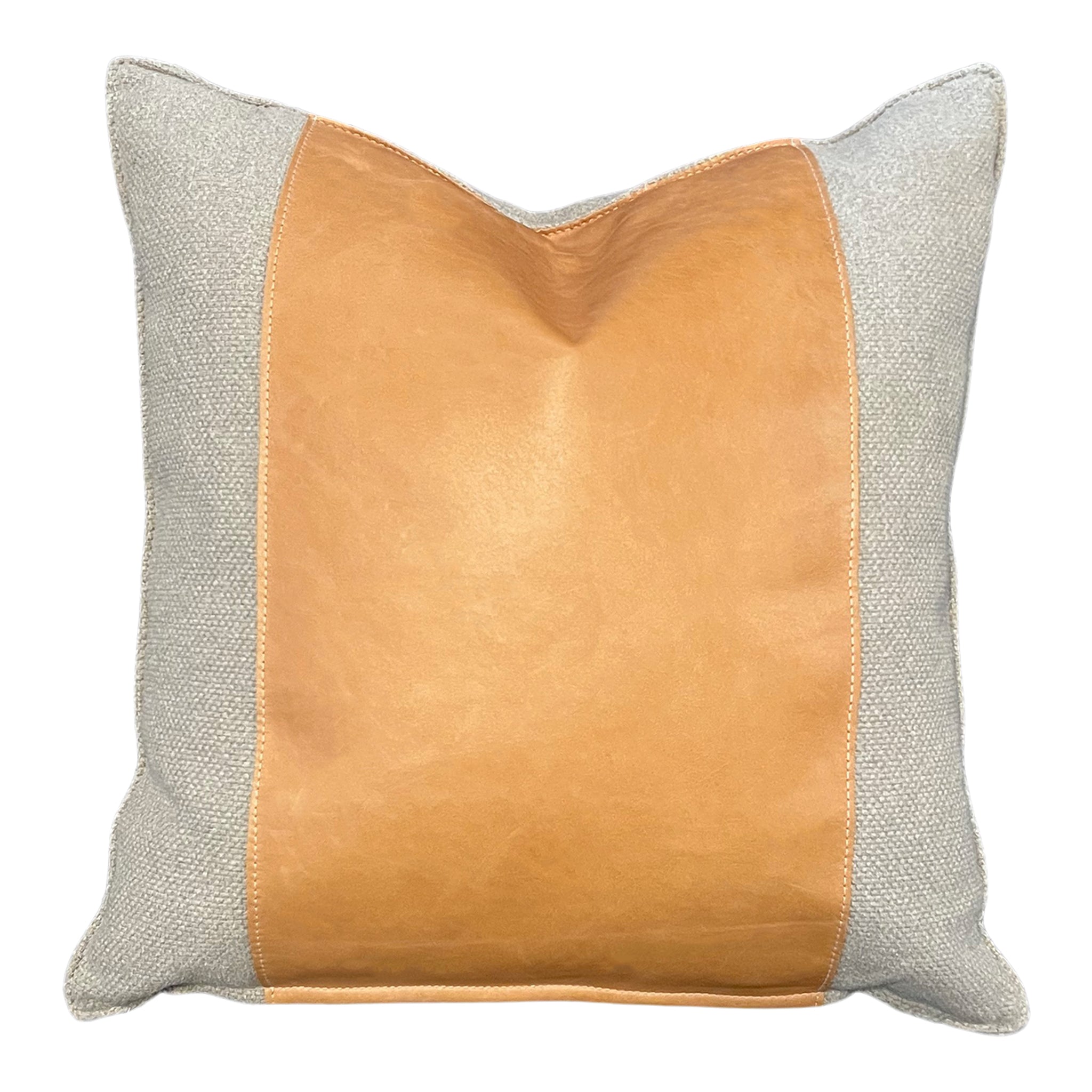 Leather Linen Block Pillow