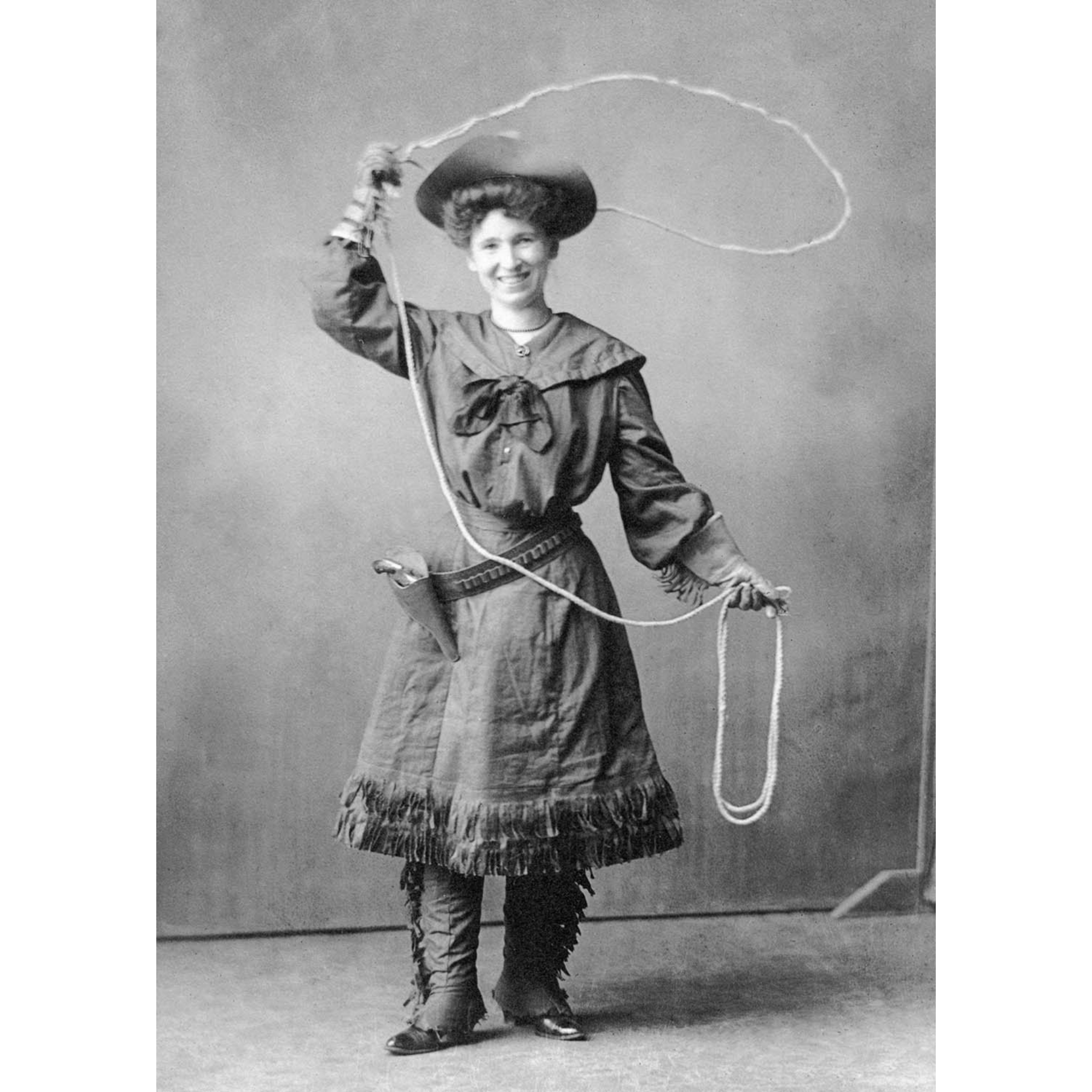 Cowgirl Twirling Rope - ca. 1915 Photograph