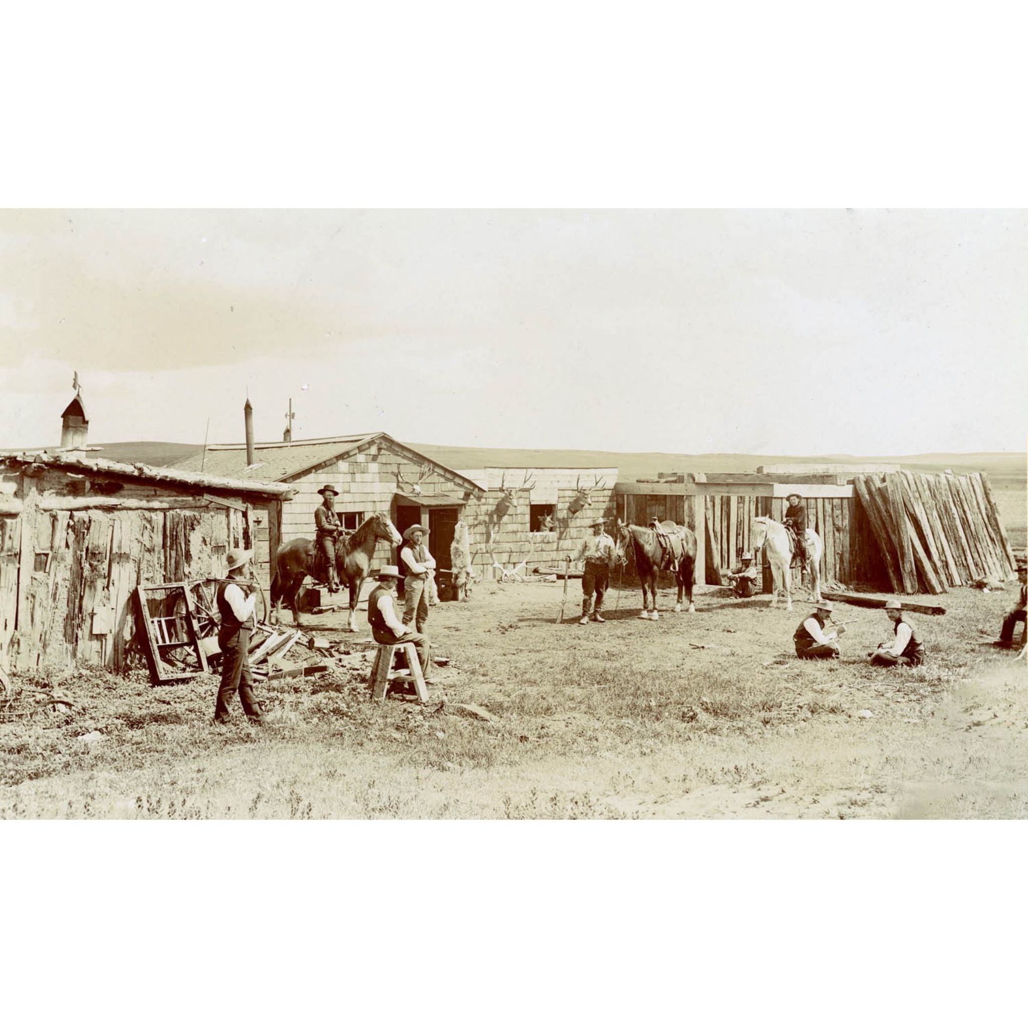 Cowboys near Wibaux MT - 1884 Haynes Photograph