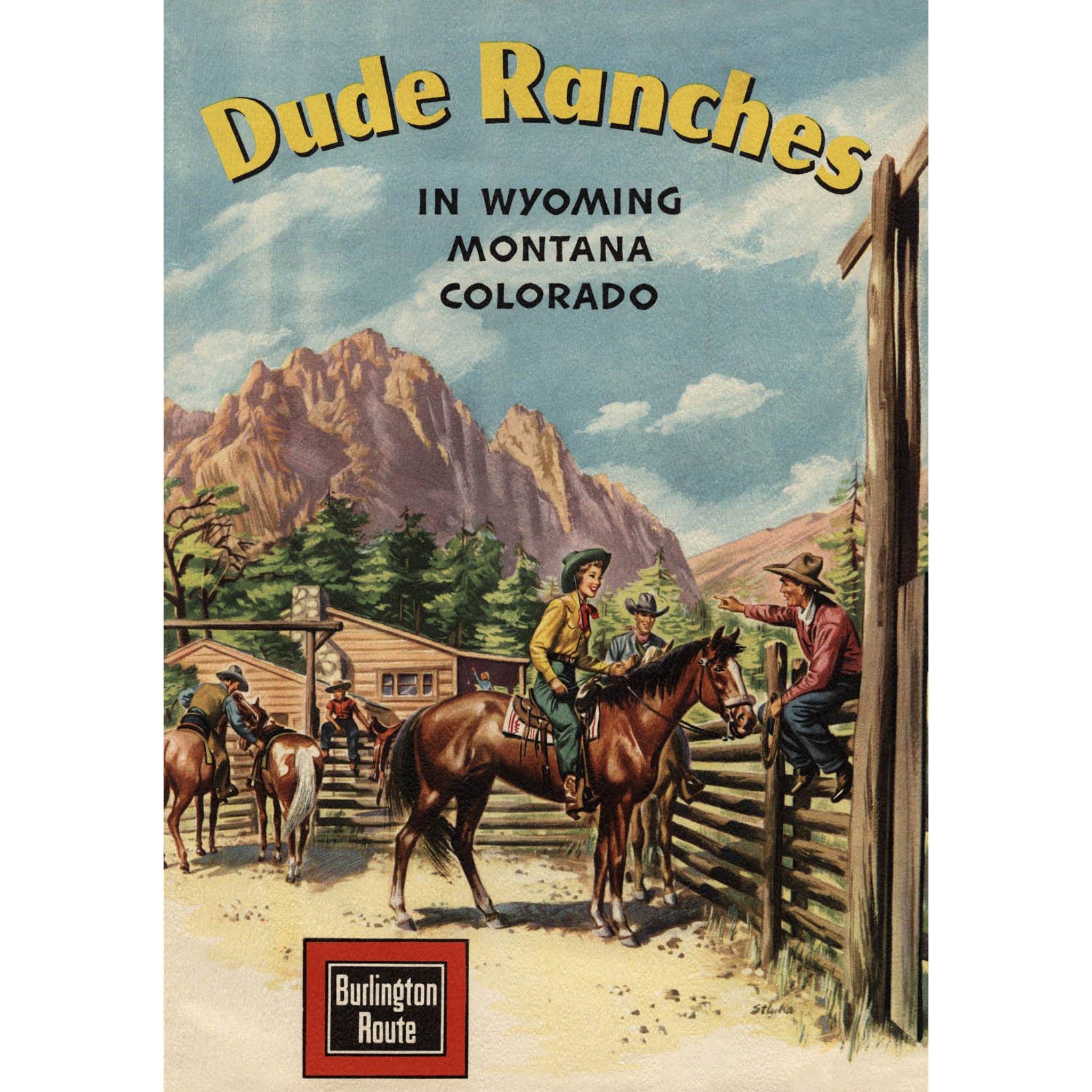 Dude Ranches WY MT CO - ca. 1930 Lithograph