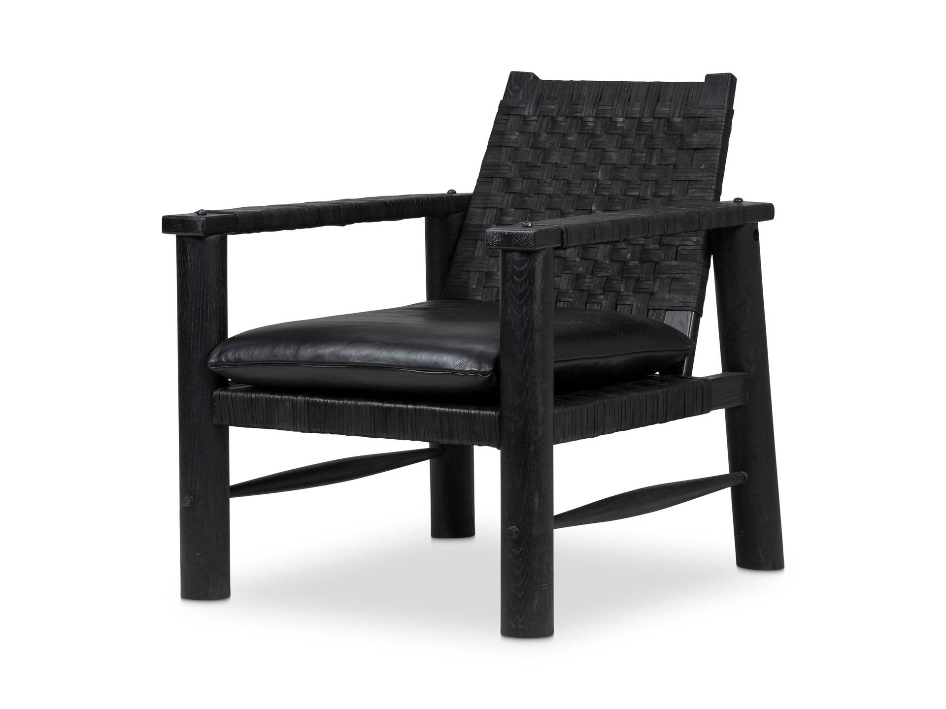 Tangier Chair 6304-26; Black Frame, Burnished Black Leather
