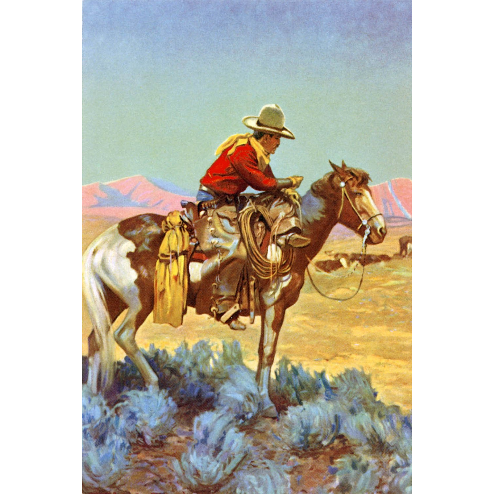 Cowboy on Horse - ca. 1930 Lithograph