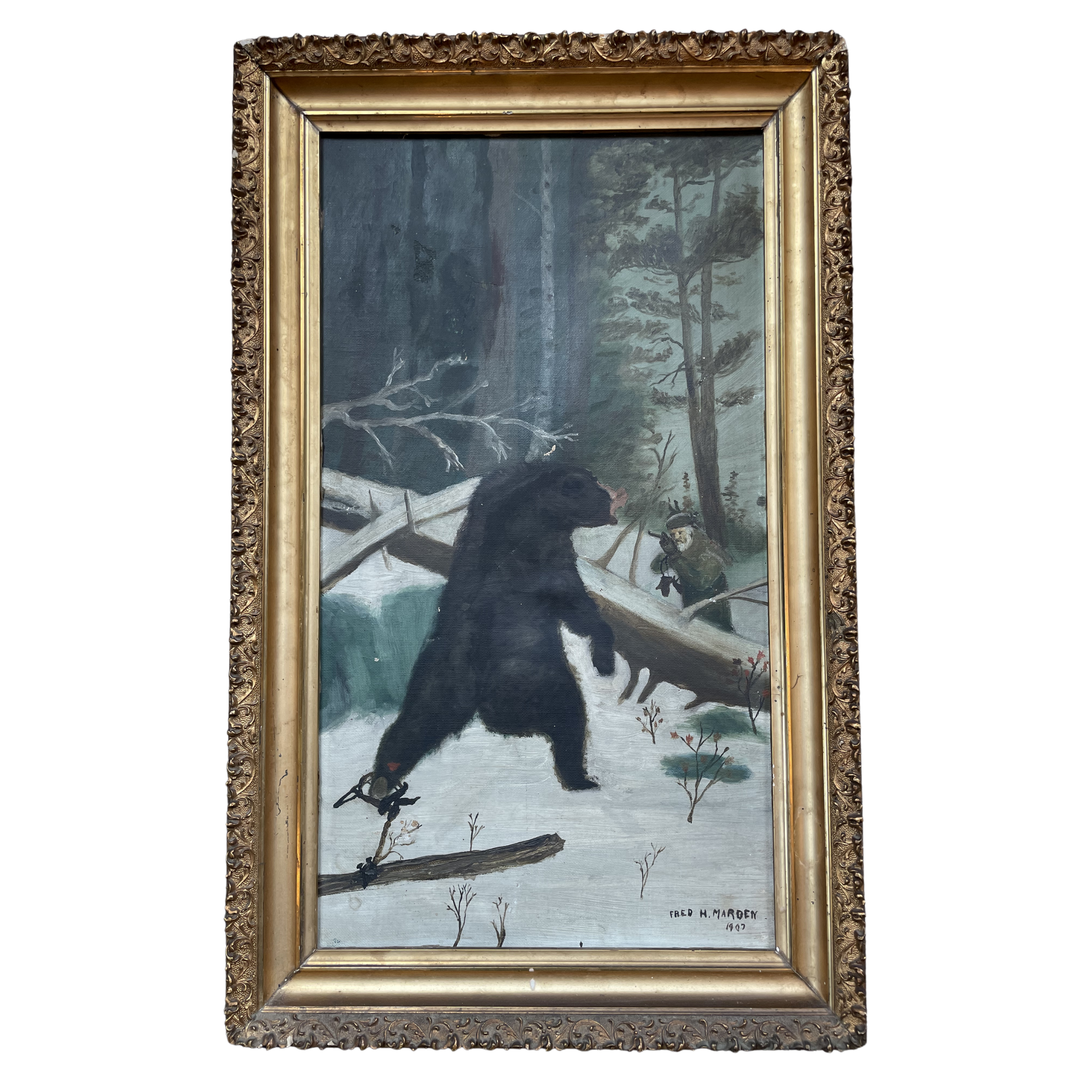 Hunter vs. Bear Folk Art