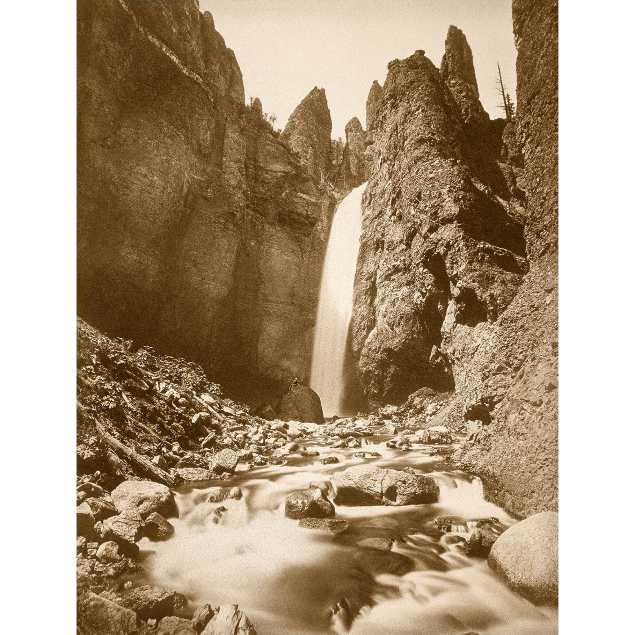Tower Falls (Thomas Moran on rock) - 1871 Albumen Photo
