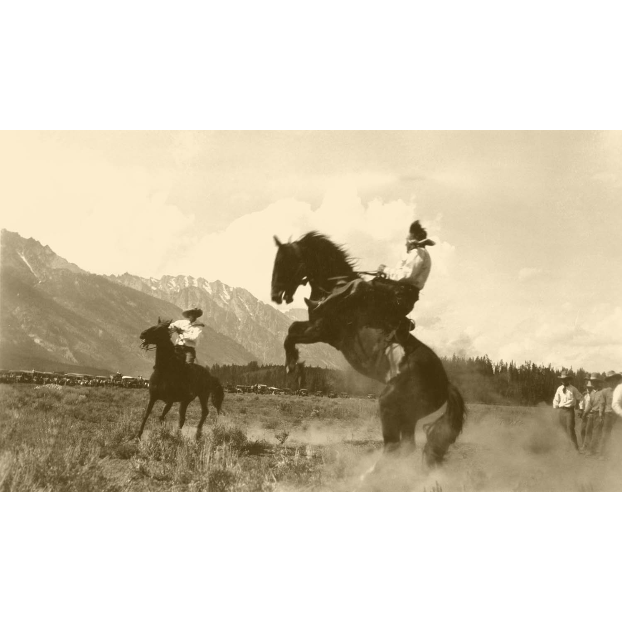 Rodeo Cowboys 7 - Tetons in Background - ca. 1916 Photograph