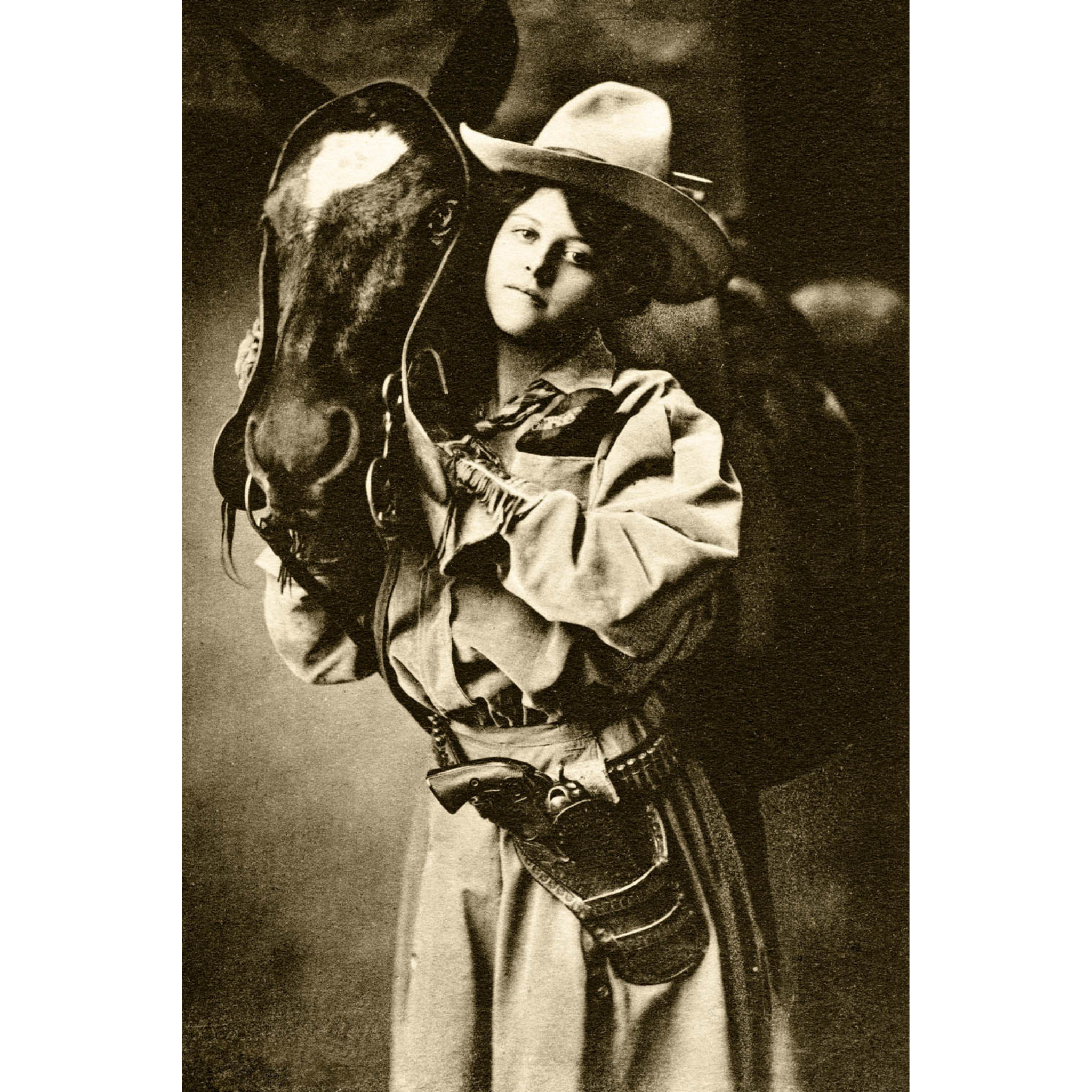Cowgirl and Horse - ca. 1915 Photograph