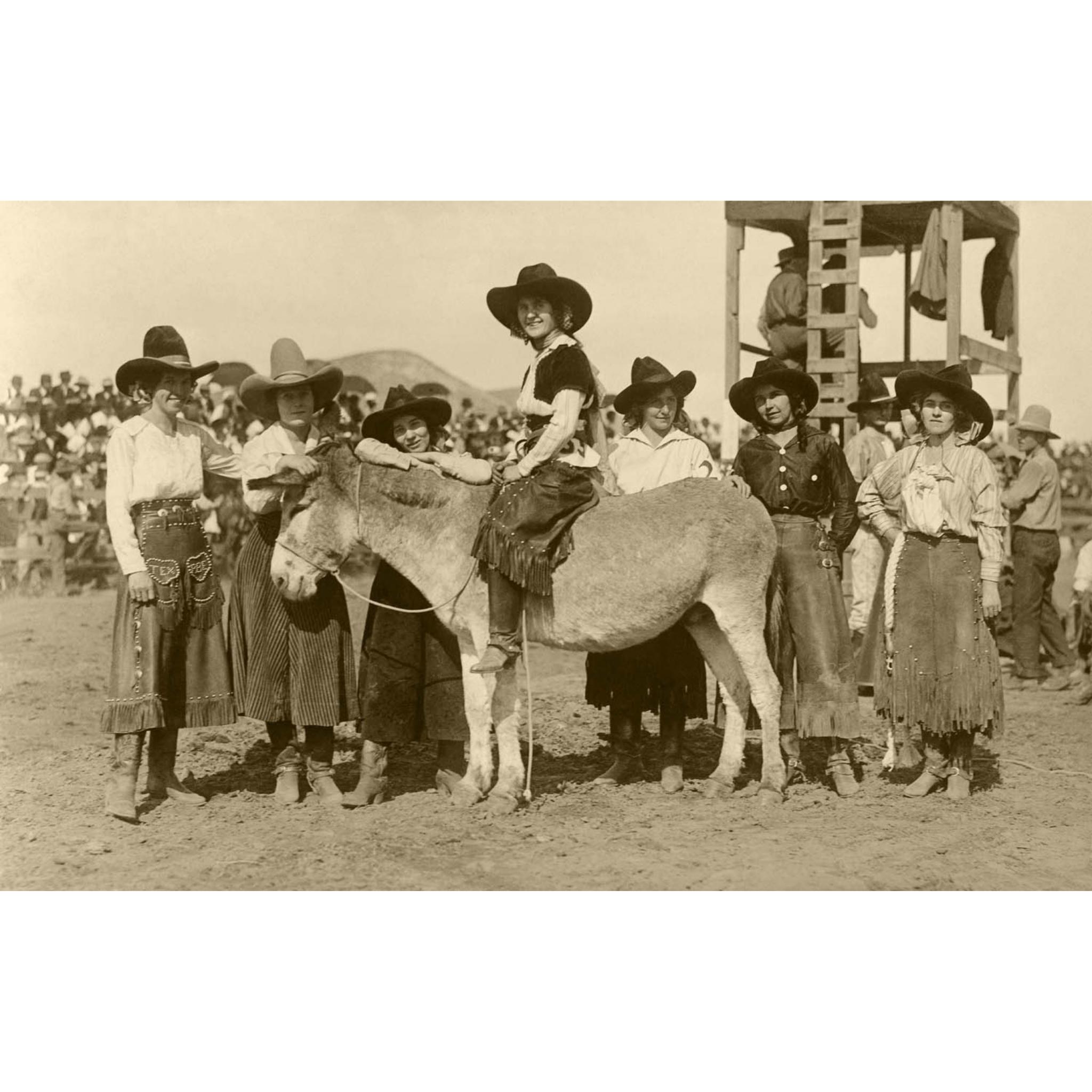 Rodeo Cowgirls 3 - Donkey - Doubleday - ca. 1925 Photograph