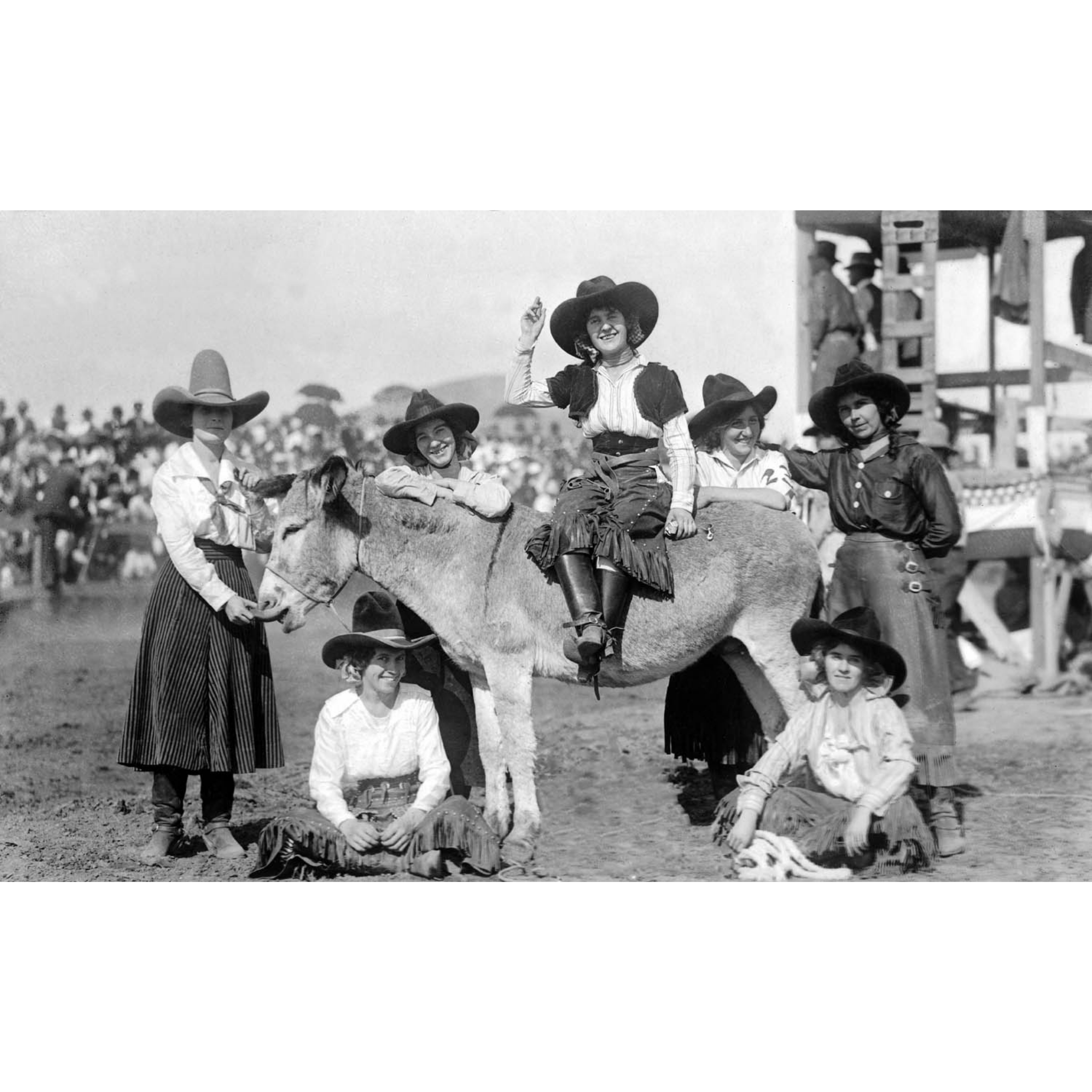 Rodeo Cowgirls 4 - Donkey - Doubleday - ca. 1925 Photograph