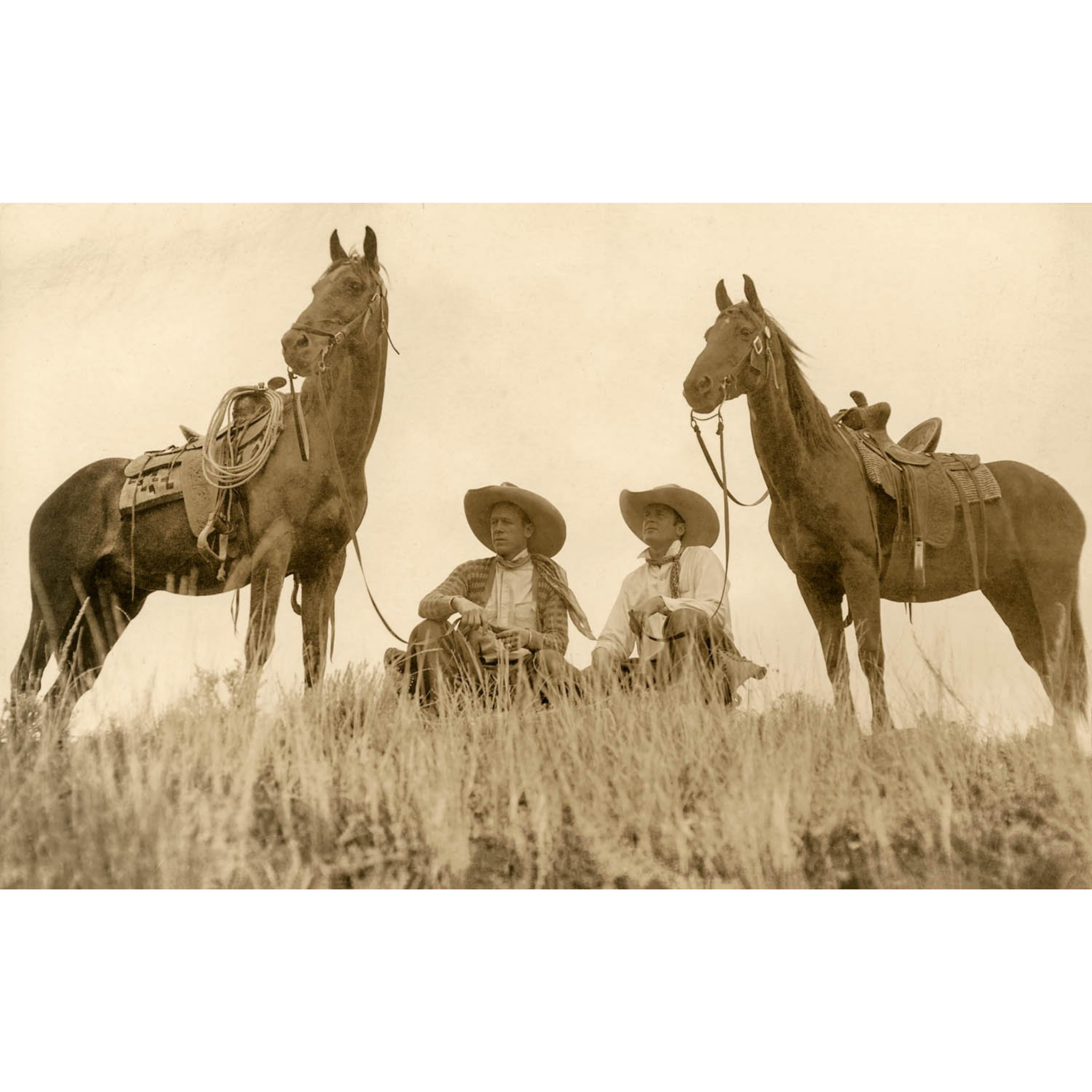 Bones Ranch: Little and Big Bones and Horses - ca. 1930 Photograph