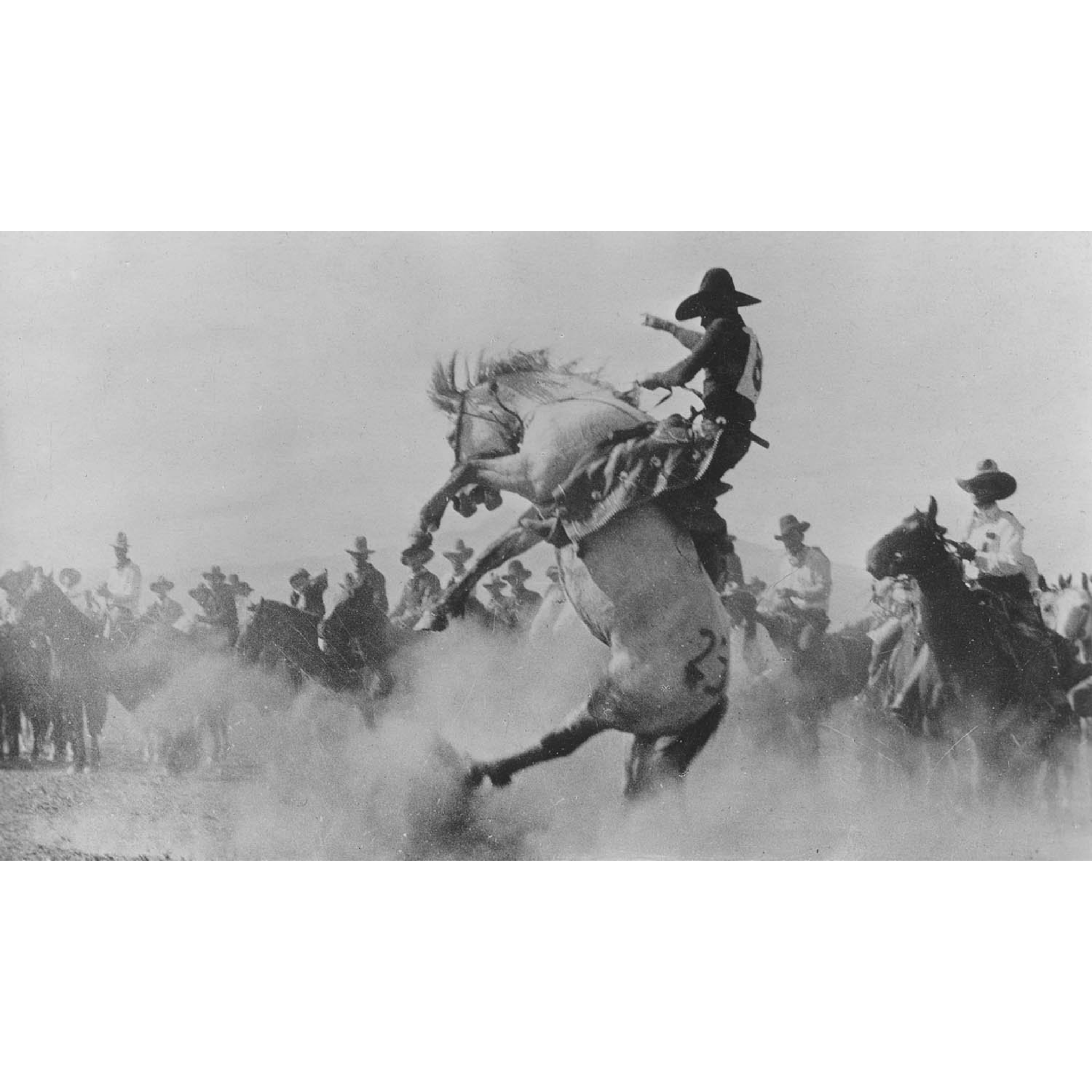 Rodeo Cowboys 4 - Cowboy on Bucking Bronco - ca. 1916 Photograph