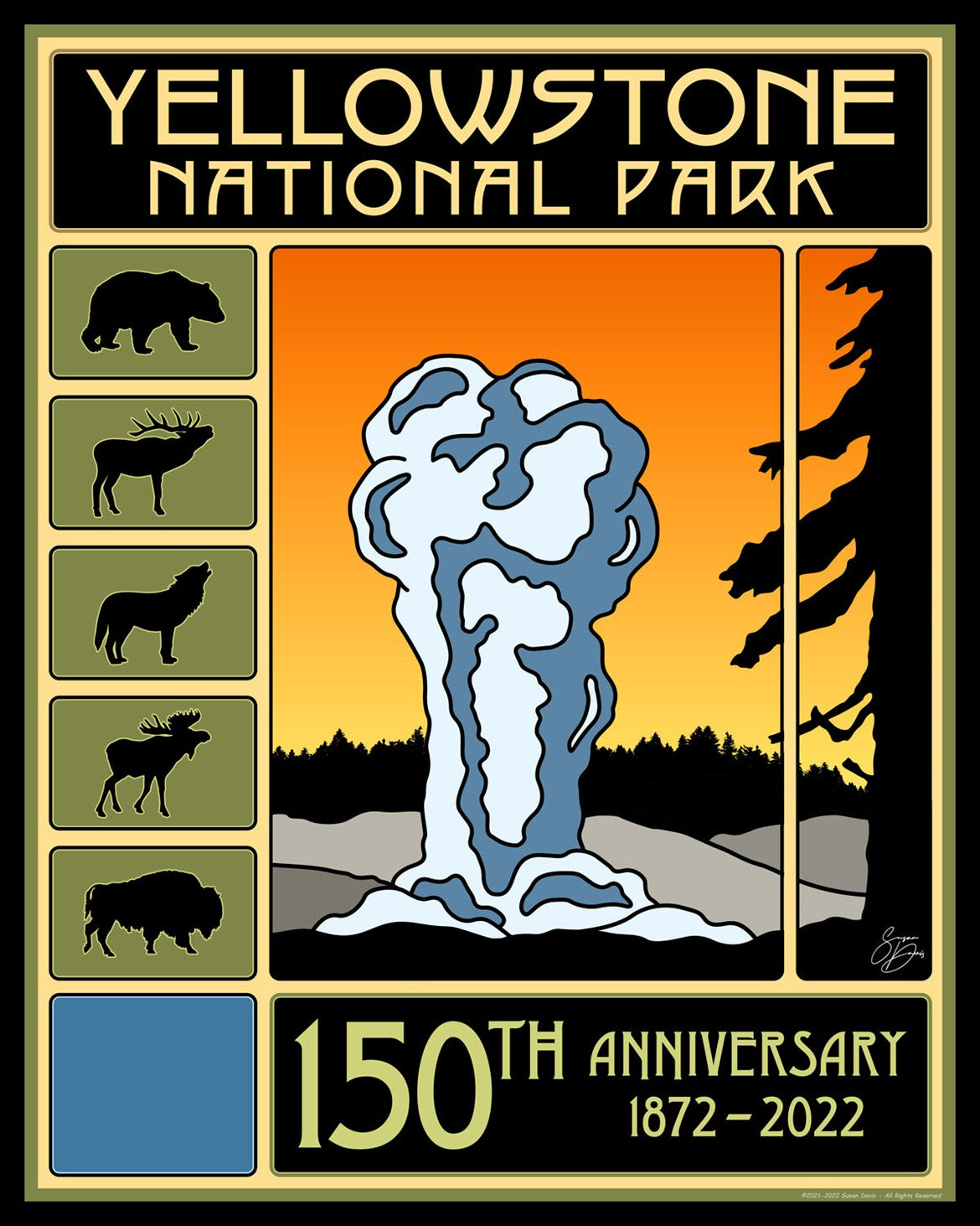 150th Anniversary Yellowstone Park Poster