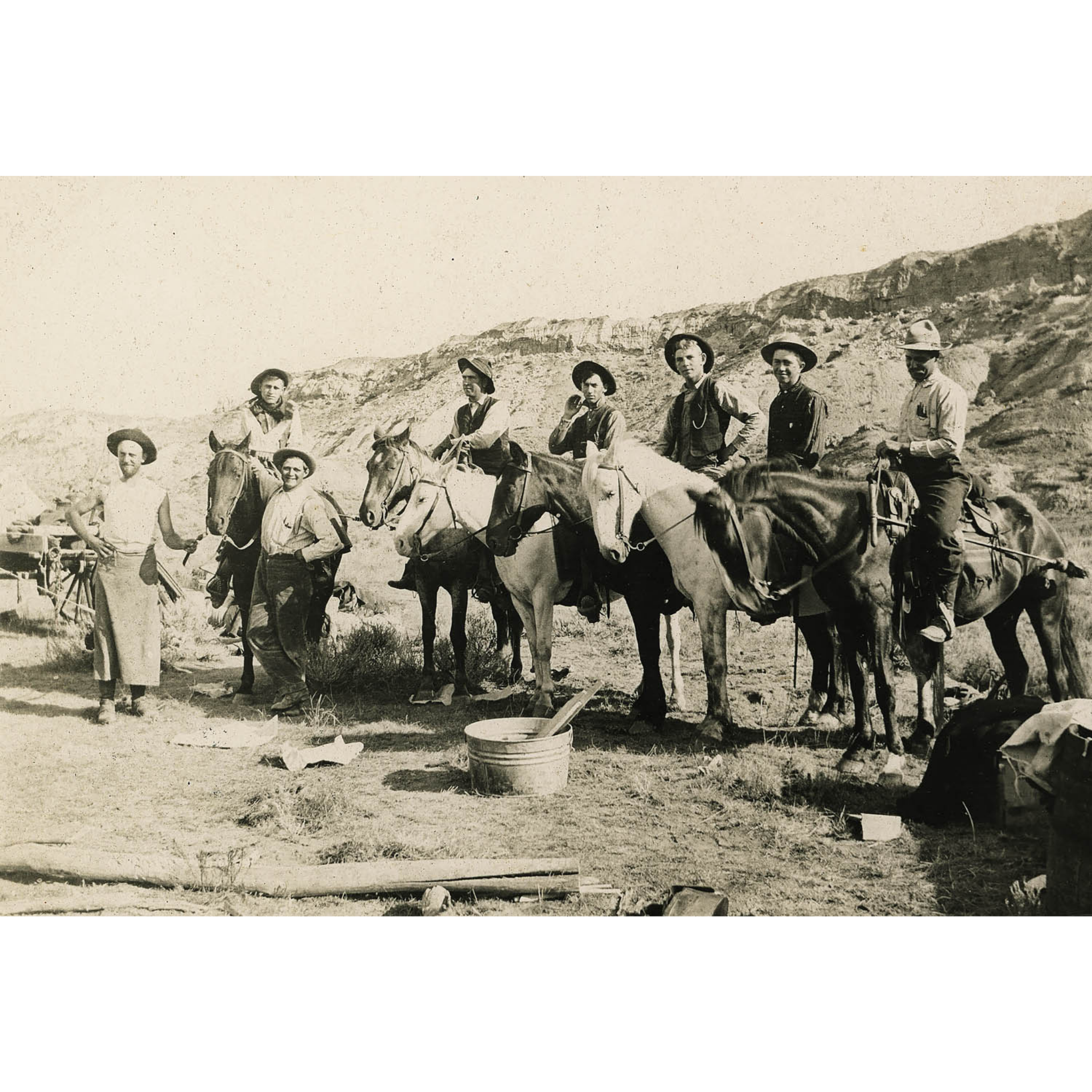 Montana Cowboys and Cookie - ca. 1916 Photograph