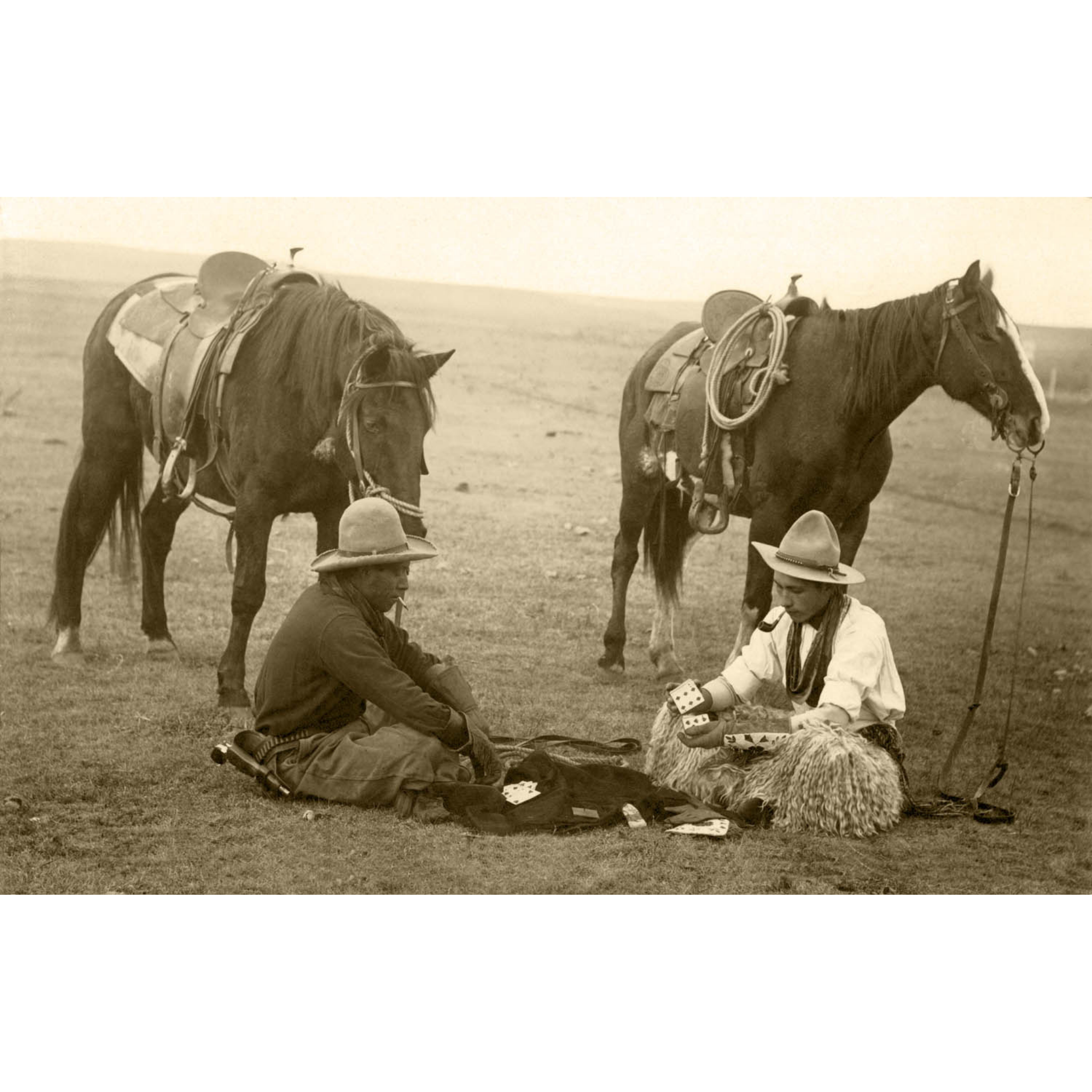 Cowboys Playing Cards - ca. 1916 Photograph