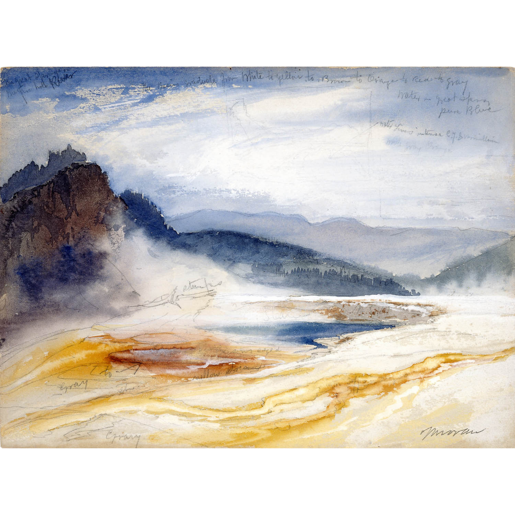 Moran Field Sketch: Great Springs Firehole River