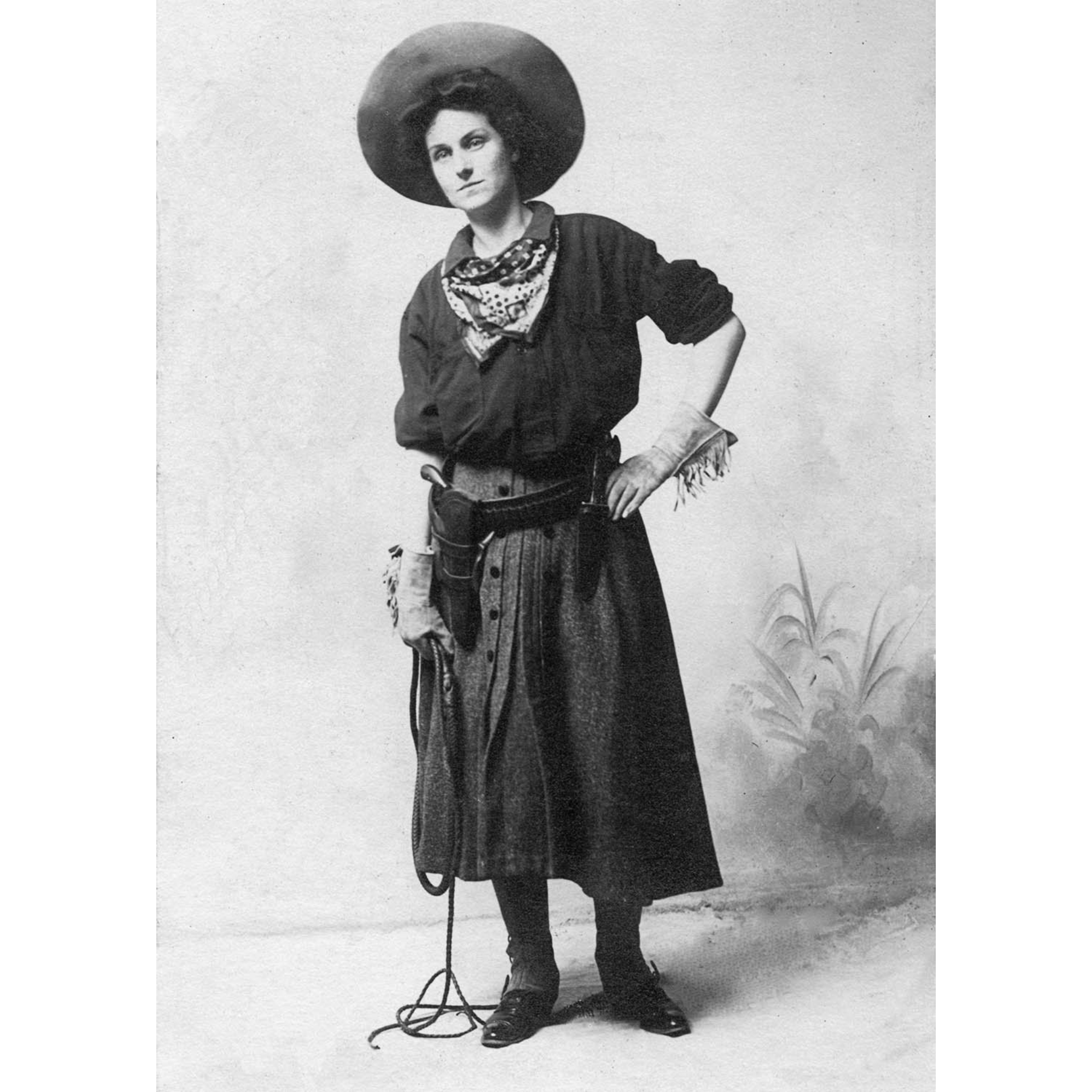 Cowgirl Holding Whip - ca. 1915 Photograph